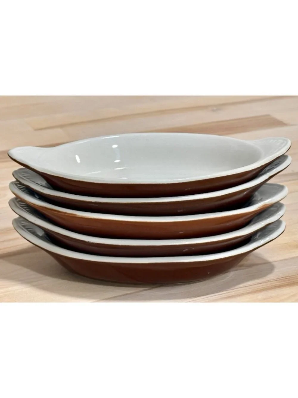 Set of 5 Vintage HALL #526 Brown Individual Au Gratin Casserole Dishes, USA Made
